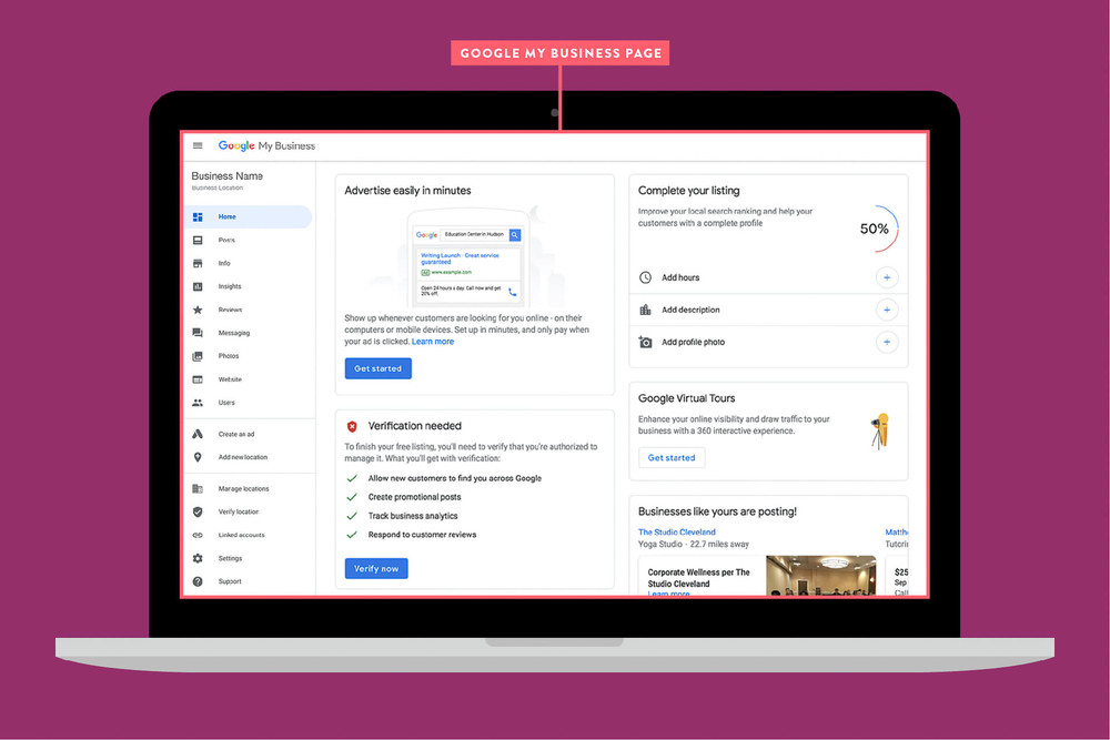 Google my business page screenshot
