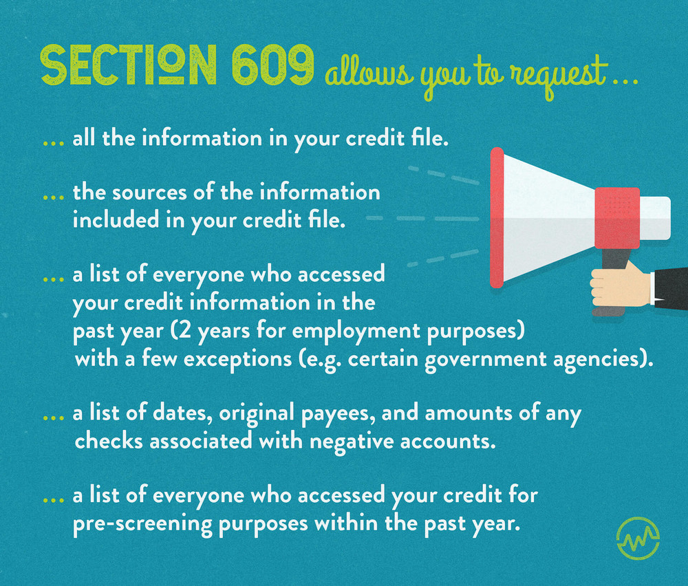 A list of information you can request using a 609 letter.