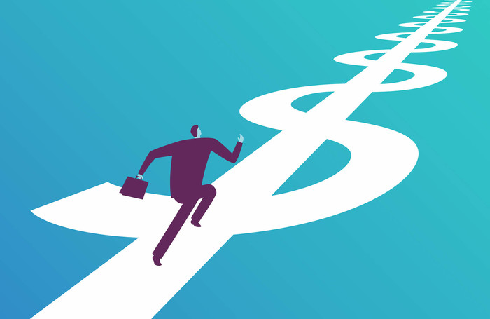 Business man is running to review options vs stocks